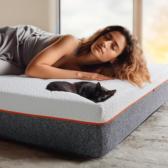 Marsail 8 Inch Queen Size Mattress, Cooling Gel Memory Foam, Fiberglass Free Breathable Cooling Bed Queen Mattress, Medium-Firm in A Box