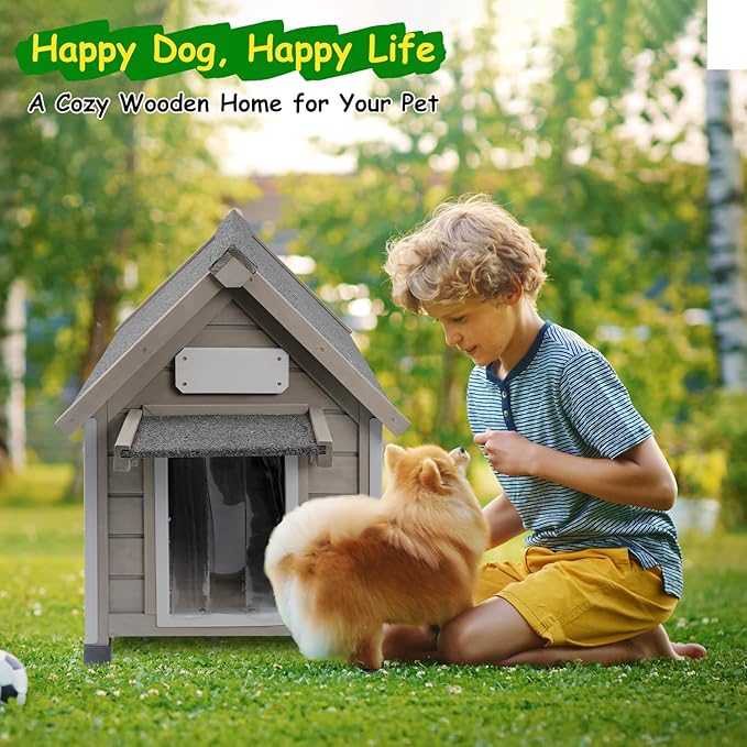 Dog House Outdoor Indoor Waterproof for Small Dog with Anti-Chewing Iron Frame, Raised Feet, Weatherproof Doghouse Kennel Puppy Shelter with Removable Floors(18" L*28.5" W*24" H)-Mewly Pet