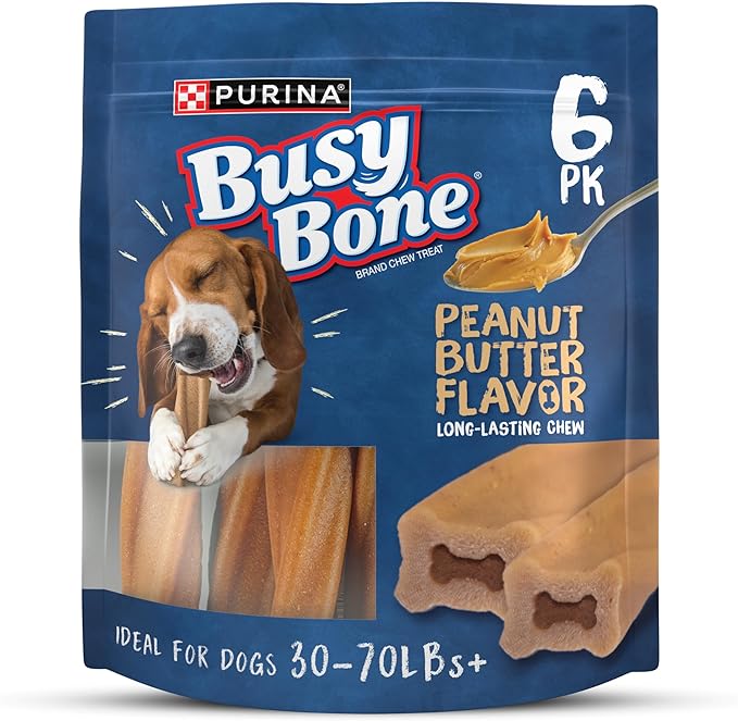 Purina Busy Bone Adult Dog Chew Bone Treats, Peanut Butter - 6 ct. Pouch-Mewly Pet