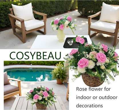 Artificial Flowers 25pcs Fake Roses, Rose Pink Foam Faux Flower for DIY Wedding Bouquets Bridal Shower Centerpieces Floral Arrangements Home Decorations Party Backdrops Table