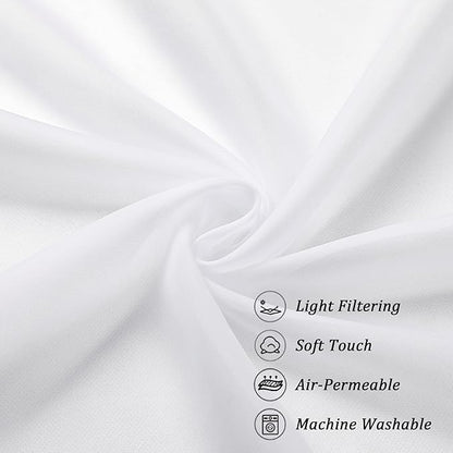 Chyhomenyc White Sheer Curtains 72 Inch Length 2 Panels, Light Filtering Top Dual Rod Pocket Voile Window Curtain Drapes for French Door, Bedroom Living and Children Room, Each 42W x 72L