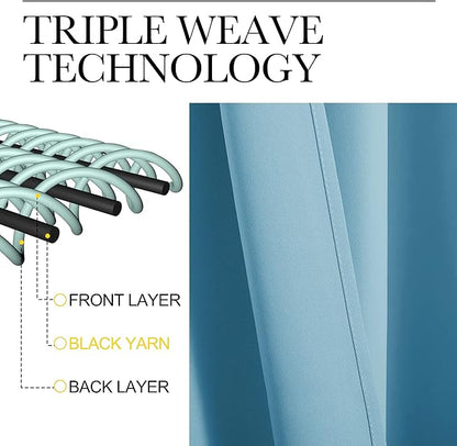 NICETOWN Teal Blue Blackout Curtains 90 inches Length for Living Room, 2 Panels, 55" Wide, Thermal Insulated Long Drapes for Large Window
