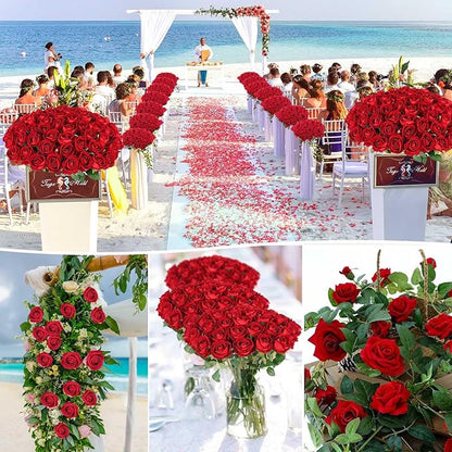60 Pcs Artificial Roses Bulk Velvet Silk Red Rose Burgundy Roses for Wedding Centerpieces Bridal Bouquet Mohter's Day Valentine's Day Christmas Home Decor (60, Burgundy)
