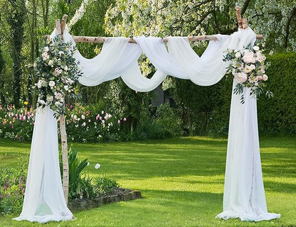 Warm Home Designs 75 Feet Long White Sheer Window Scarf. These XXL Length Valance Scarves 54 X 900 Inches in Size. Great as Bed Canopy or Wedding Arch Draping Fabric. AM White 900"
