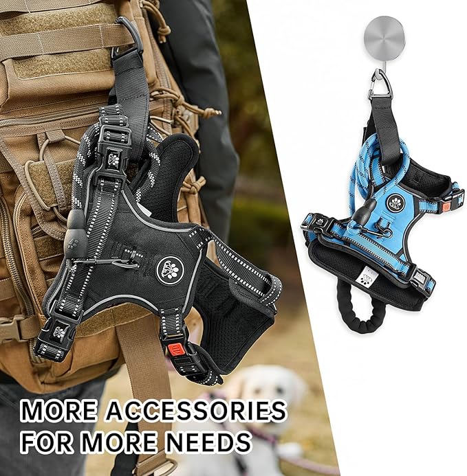 NESTROAD No Pull Dog Harness,Adjustable Oxford Dog Vest Harness with Leash,Reflective No-Choke Pet Harness with Easy Control Soft Handle for Large Dogs(Large,Blue)-Mewly Pet