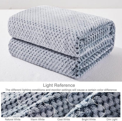 Exclusivo Mezcla Fleece Bed Blanket King Size, Super Soft and Warm Blankets for Couch, Sofa and Bed Waffle Textured, Cozy, Fuzzy and Lightweight (Mixed Navy Blue, 90x104 Inches)