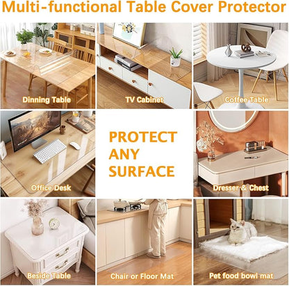 60 x 102 " Clear Plastic Dining Table Protector Tablecloth Desk Pad Wooden Furniture Coffee Glass Activity Conference Under Grill Mat Table Cloth Top Protection Countertop Cover Waterproof PVC Vinyl