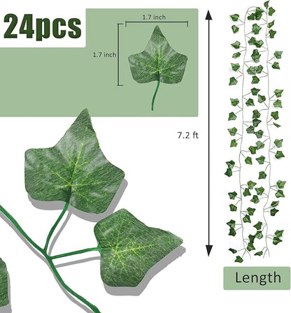 RECUTMS Fake Vines 24 Pack 173 FT Artificial Ivy Leaves Wall Decor Leaf Plants Greenery Garland Hanging Plant Vine Fake Leaf Vines for Room Garden Office Wedding Wall Decor