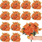 Hoteam 24 Bundles Artificial Peonies Flowers Wedding Faux Flowers Silk Peony Bouquet Bulk Bride Fake Florals Arrangements for Table Centerpieces Wedding Party Vase Decor (Orange)
