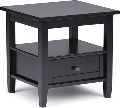 SIMPLIHOME Warm Shaker SOLID WOOD 20 inch Wide Rectangle Transitional End Side Table in Black for the Living Room and Bedroom