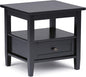 SIMPLIHOME Warm Shaker SOLID WOOD 20 inch Wide Rectangle Transitional End Side Table in Black for the Living Room and Bedroom