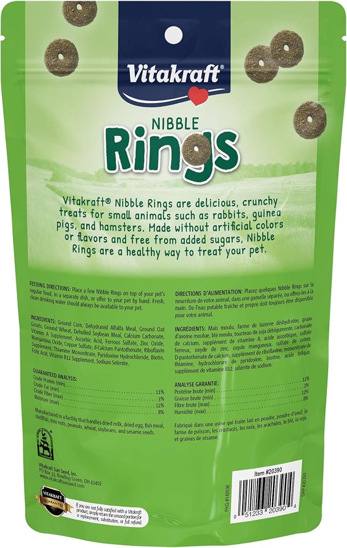 Vitakraft Nibble Rings Small Animal Treats - Crunchy Alfalfa Snack - For Rabbits, Guinea Pigs, Hamsters, and More-Mewly Pet