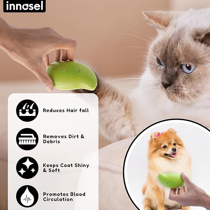 Cat Steam Brush for Shedding, Steamy Grooming Comb with Anti-Static Spray for Cats & Dogs, Gentle Defur Comb for Tangled & Loose Hair, Ergonomic Pet Mist Brush Design, Cepillo de Vapor para Gato Perro-Mewly Pet