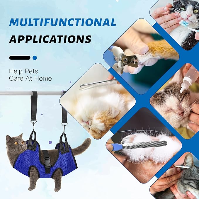 PatiencET Dog Grooming Hammock, Pet Grooming Hammock for Cats & Dogs, Dog Holder for Nail Trimming, Cat Sling for Nail Trimming with Nail Clippers/Trimmer, Nail File, Pet Comb(XS)-Mewly Pet