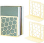 GEOMOD Geometric Honeycomb Yellow Metal Bookends Decorative - Tall Sturdy Book Ends for Shelves - Modern Heavy Duty Bookend Stopper - Office Shelf Book Holder - 6x3.25x6.25 Inches - 2 Pair