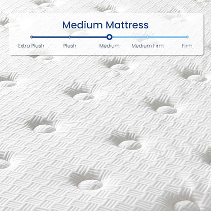 King Mattress 14 Inch, Hybrid King Size Mattress in a Box, Medium Feel, 3 Layer Premium Foam with Pocket Springs for Motion Isolation and Pressure Relieving, 80"x76"x14", 100-Night Trial