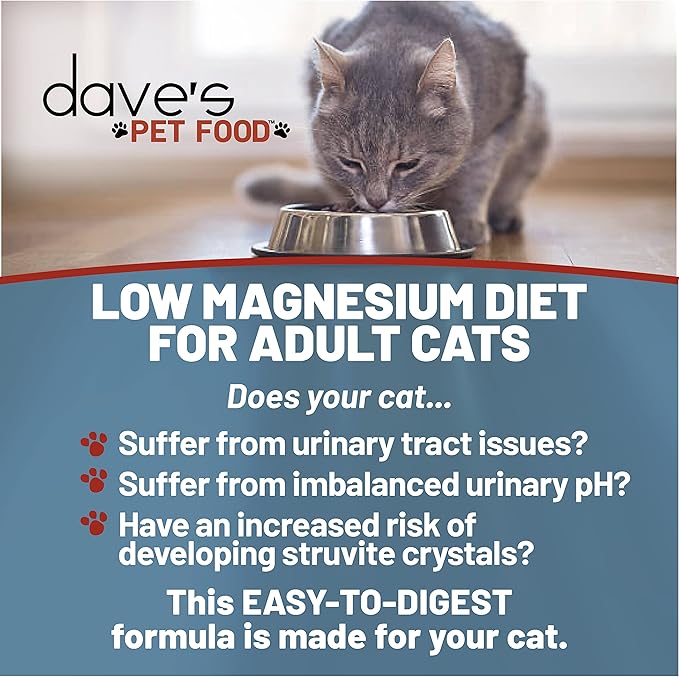 Dave's Pet Food Urinary Tract Cat Food Wet (Chicken Pate in Gravy), Non-Prescription Low Magnesium Restricted Diet Canned Cat Food, Added Vitamins, Vet Recommended, 5.5 oz (24 Pack)-Mewly Pet