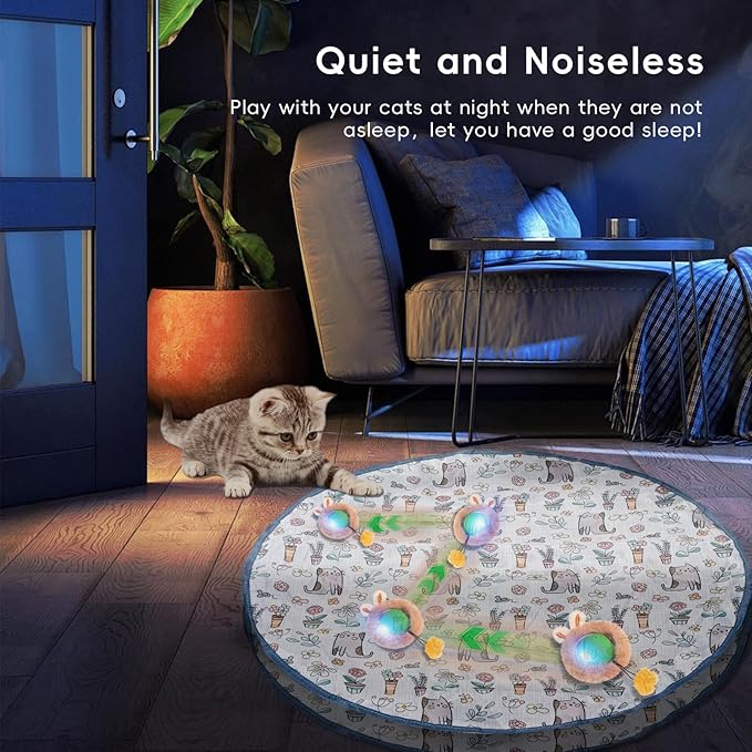 Interactive Cat Toys for Indoor Cats, Fast Rolling Cat Ball Toy in Pouch, Automatic Motion Activated Moving Ball Hide and Seek Exercise Game for Bored Cats, Rechargeable Kitten Toys with LED Light-Mewly Pet