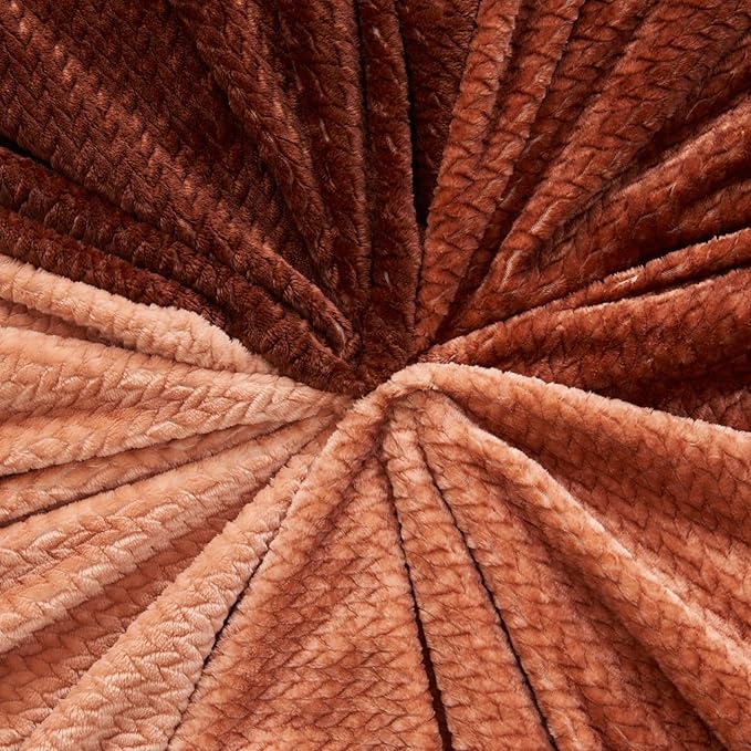 NEWCOSPLAY Super Soft Throw Blanket Ombre Coffee Premium Silky Flannel Fleece Leaves Pattern Lightweight Bed Blanket All Season Use (Ombre Coffee, Throw(50"x60"))
