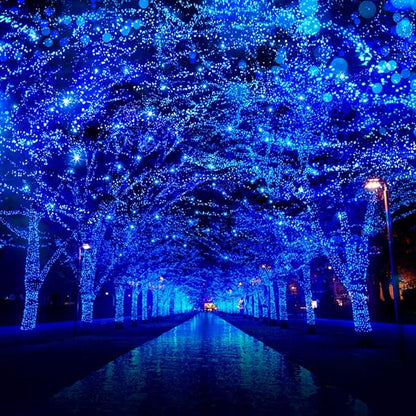 Christmas String Lights, 33FT 100 LEDs Blue Halloween String Lights 8 Modes Fairy Lights with End-to-End Plug Decoration for Christmas Tree Indoor Outdoor