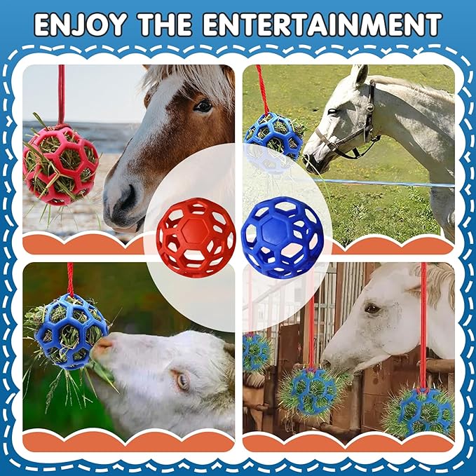 2 Pcs Hay Ball for Horses to Play with, Relieve Stress with This Bright Color Hay Feeder Ball for Horses Goat to Avoid Boredom-Mewly Pet