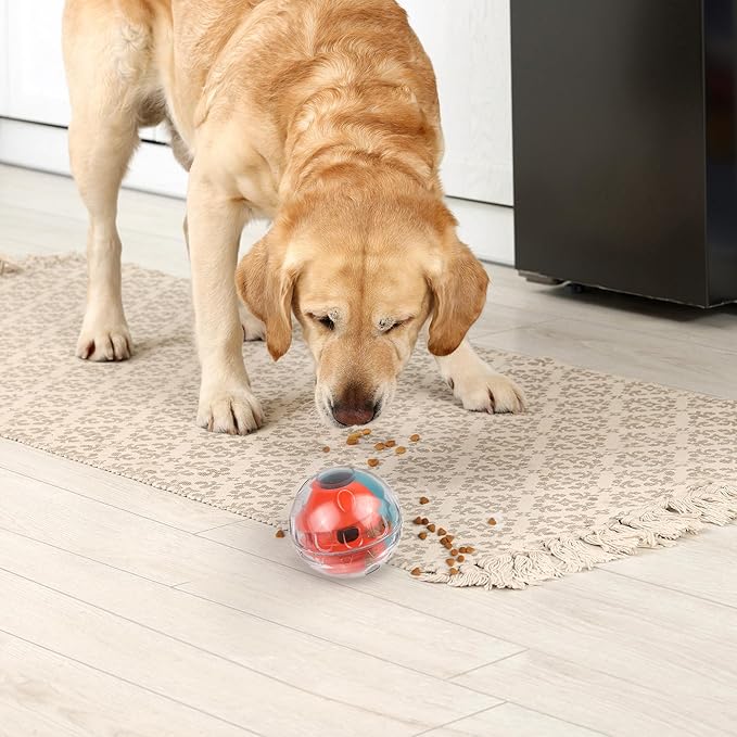 PrimePets Dog Treat Ball, Adjustable Food Dispensing Interactive Toys, Slow Feeder Treat Ball, 4.8'' Green/Red-Mewly Pet