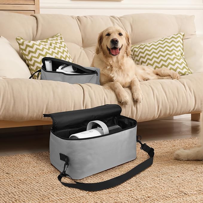 Beautyflier Pet Grooming Supplies Organizer, Protective Tote Bag Case for Pet Grooming Kit & Vacuum Suction Dogs Cats Hair, Travel Pouch Bag for Pet Dog Grooming Vacuum Kit, Bag Only (Gray)-Mewly Pet