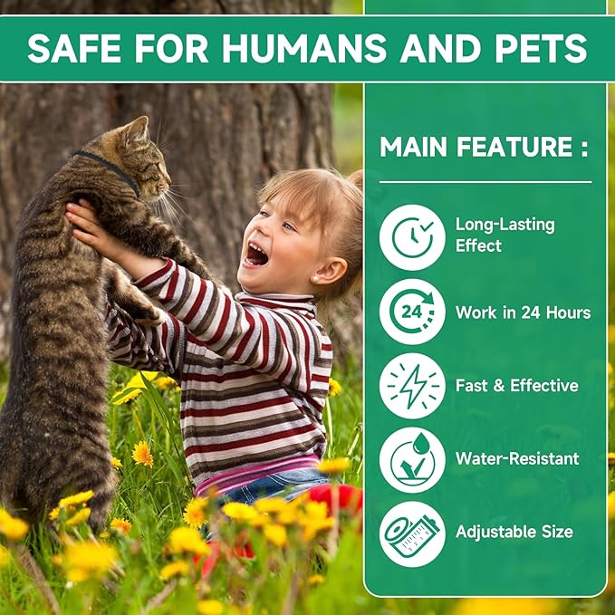 4 Pack Flea Collar for Cats, Cat Flea and Tick Treatment, 8 Months Protection Flea and Tick Prevention for Cats, Waterproof Cat Flea Collar, Adjustable Cat Flea and Tick Collar for Cats Kittens, Black-Mewly Pet