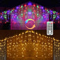 Toodour Christmas Icicle Lights Outdoor, 2 in 1 Warm White & Multicolor Color Changing Icicle Lights with 60 Drops, 29.5ft 360 LED Christmas Light Fairy Twinkle Light for Wedding Home Xmas Decor