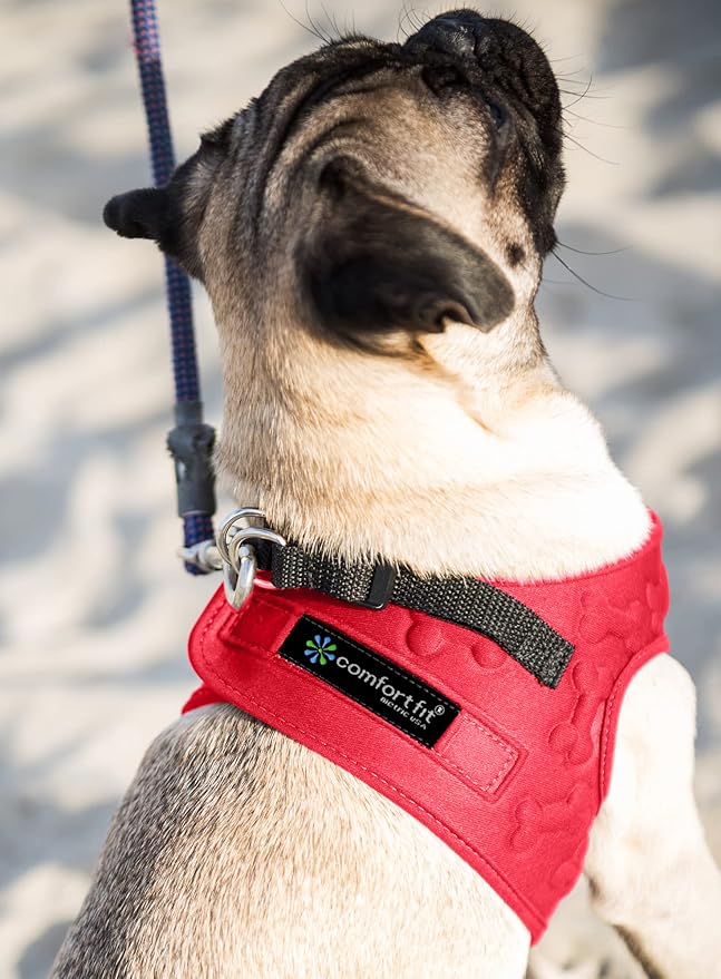 Comfort Fit No Pull Step-in Dog Harness – XS Harness for Small Medium Dogs, Easy Walk Adjustable Vest for Puppy or Service Dog – Soft Padded, Lightweight – Red-Mewly Pet