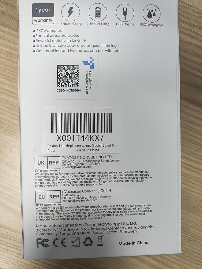 Casfuy Cordless Dog Paw Trimmer - Low Noise Small Dog Clippers with Double Blades USB Rechargeable Grooming Clipper for Dogs Cats and Small Pets for Trimming Hair Around Paws, Eyes, Ears, Face, Rump-Mewly Pet