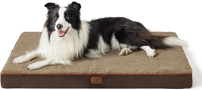 Bedsure XL Dog Beds Large Sized Dog -Orthopedic Flat Extra Large Pet Beds with Removable Washable Cover, Egg Crate Foam Mat, Suitable for Pet Up to 100 lbs-Mewly Pet