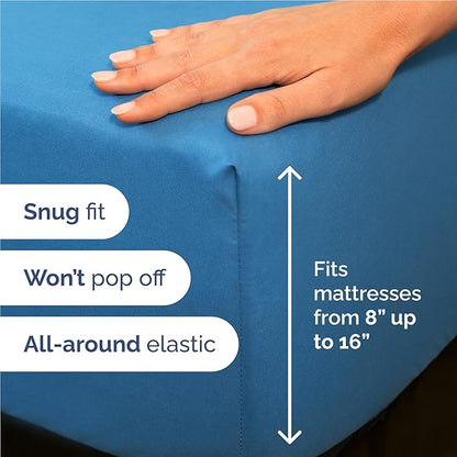 Full 6 Piece Sheet Set - Comfy Breathable & Cooling - Ultra-Soft Hotel Luxury Bedding Set with 8-16 Inch Deep Pockets - 1 Flat & 1 Fitted Sheet & 4 Pillowcases - Wrinkle Free & Easy Care - Denim Blue