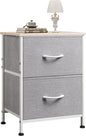 WLIVE Night Stand, Gray Nightstand with 2 Fabric Drawers, Small Dresser for Bedroom, Closet, College Dorm, End Table Side Furniture, Wood Top, Light Grey