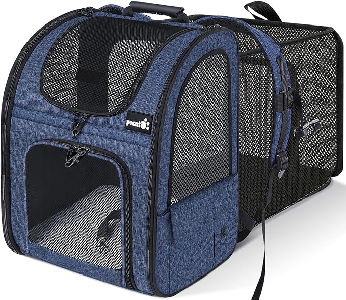 Pecute Pet Carrier Backpack, Dog Carrier Backpack, Expandable with Breathable Mesh for Small Dogs Cats Puppies, Pet Backpack Bag for Hiking Travel Camping Outdoor Hold Pets Up to 17 Lbs-Mewly Pet