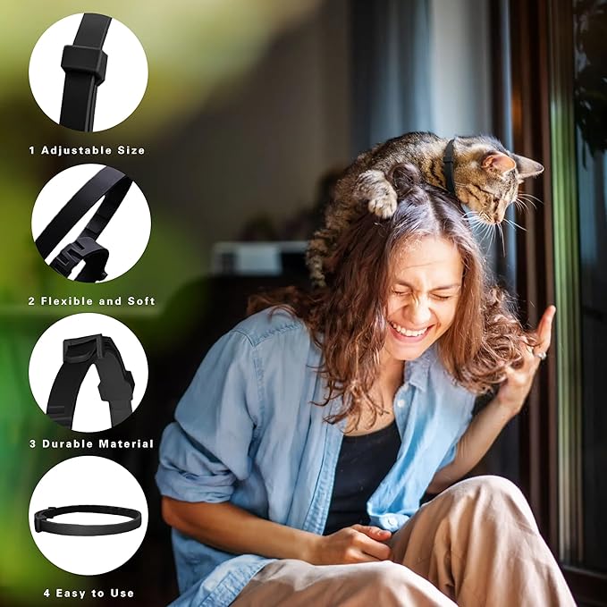 Simnice Calming Collar for Cats - 4 Pack, Adjustable Calming Collar for Cats - Pheromone Cat Collars for Anxiety & Stress Relief, Water-Resistant & Long-Lasting Effect (Black)-Mewly Pet