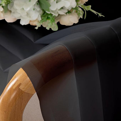 Aiyufeng 108 Inch Black Sheer Window Curtains for Farmhouse, Rod Pocket Voile Window Treatment Vertical Panels for Study Room/Bedroom/Living Room, Black, W59 x L108, 2 Panels