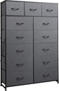 WLIVE Storage Organizer Unit with 13 Fabric Bins, Storage Drawers Organizer with Steel Frame, Tall Storage Tower Organizaton for Living Room, Hallway, Office, Dark Grey