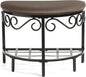 Mango Steam Half Moon Shoe Bench - Vanity Seat/Dressing Stool/Makeup Chair - Mocha Brown