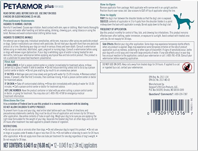 PetArmor Plus Flea and Tick Prevention for Dogs, Dog Flea and Tick Treatment, 12 Doses, Waterproof Topical, Fast Acting, Medium Dogs (23-44 lbs)-Mewly Pet