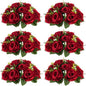 NUPTIO Flower Wedding Centrepieces for Tables - 6 Pcs 9.5in Diameter Crimson Artificial Flowers Rose Ball for Centerpieces Table - Fake Rose Arrangements for Weddings Birthday Party Decor