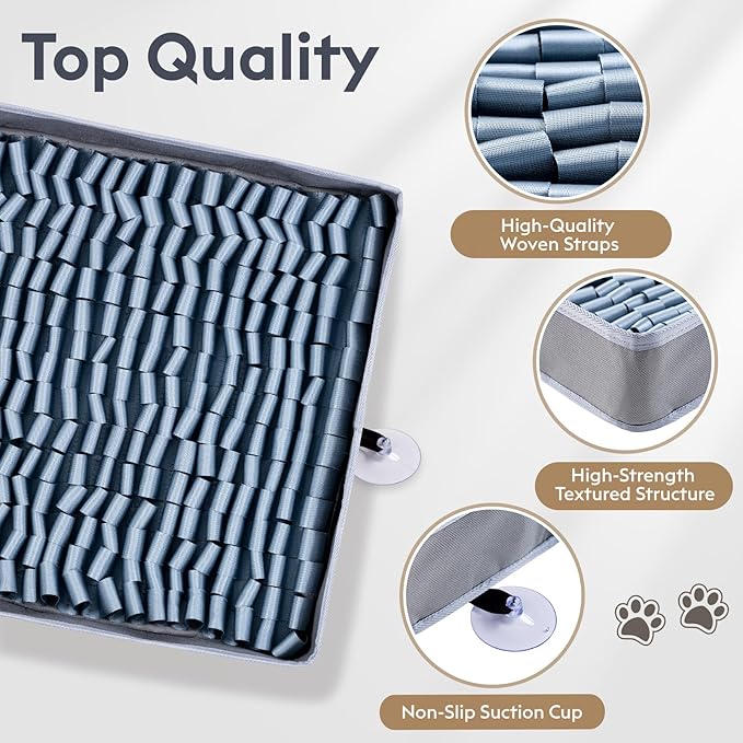 Snuffle Mat for Dogs, Dog Puzzle Mat, Interactive Dog Toys for Enrichment,Sniff Mats with Non-Slip Backing,Suitable for Breeds and Sizes of Dogs (Silver, 17" X 15")-Mewly Pet