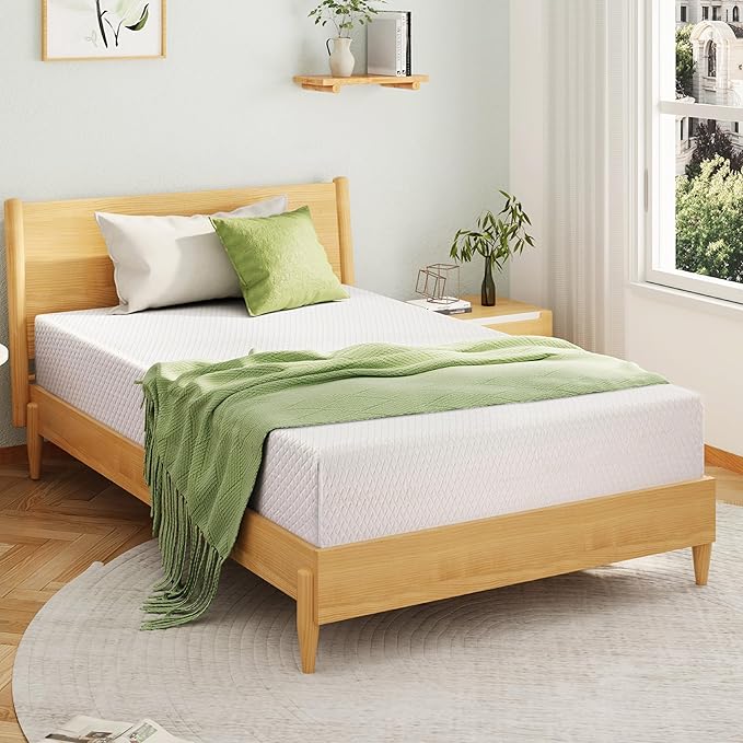 EGOHOME King Size Memory Foam Mattress, 8 Inch Bed Mattress in a Box with Cooling Green Tea Gel, Relieve Pressure with Medium Support, CertiPUR-US Certified, 80''L x 76''W, White