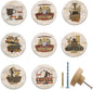 JamJam 8Pack 1-4/5Inch Round Vintage Coffee Themed Cabinet Kitchen Door Drawer Knobs and Pulls