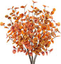 6pcs Artificial Fall Eucalyptus Leaves Stems 30" Faux Fall Leaf Fall Branches Autumn Decorations for Home Fall Floral Arrangements Farmhouse Table Centerpiece Decor