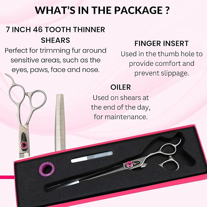 Kenchii Love Dog Grooming Scissors, 46 Tooth Thinning Shears, Dog Scissors for Grooming, Professional Pet Grooming Scissors, Heavy Duty, Durable and Sharp-Mewly Pet