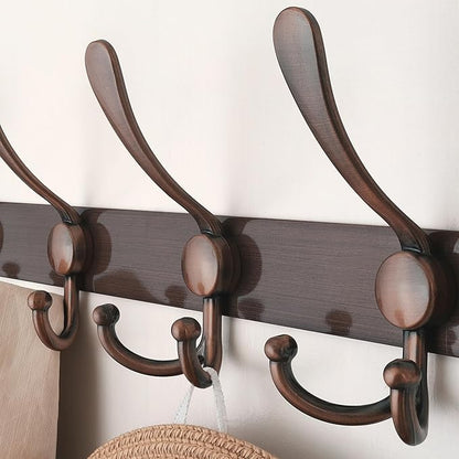Dseap Coat Rack Wall Mount - 29.5” Long 8-Tri-Hooks Heavy Duty Coat Hanger Rail Wall Hooks for Hanging Coats Hats Clothing Clothes Purse Mudroom Entryway, Pack of 2