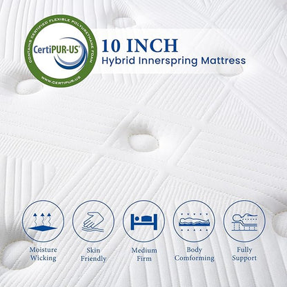 Coolvie Full Size Mattress 10 Inch Hybird Mattresses Full Bed Size Built in Pocketed Coils and Gel Memory Foam Layer, Low Motion Transfer & Breathable Bed Mattress in A Box