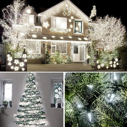 KOUQIYA Battery Operated Christmas Lights 4 Pack, 17ft 50 LED Mini String Light with Auto-Timer 8 Modes Waterproof Tree Lights (Cool White)