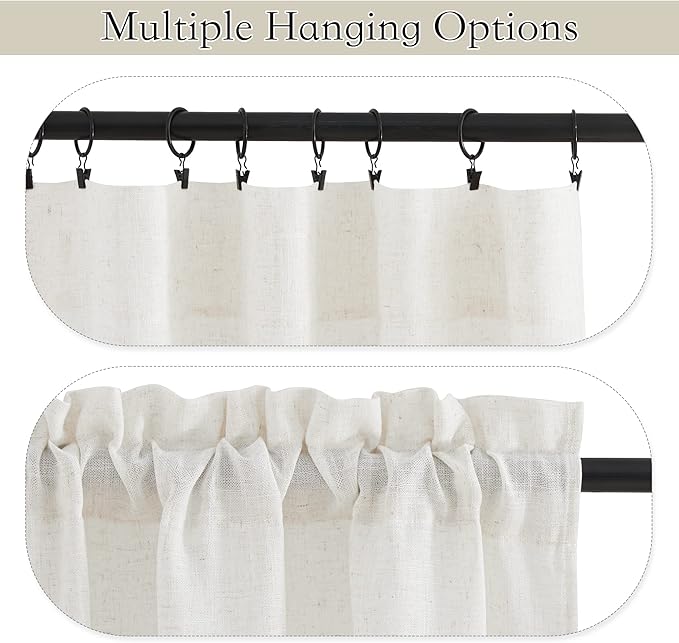 RYB HOME Sheer Curtains Linen Textured Semi Sheer Draperies Light Glare Filtering Privacy Sheer Backdrop for Bedroom Living Room Patio Door Window, Linen, W 70 x L 95 inches Long, 2 Pcs